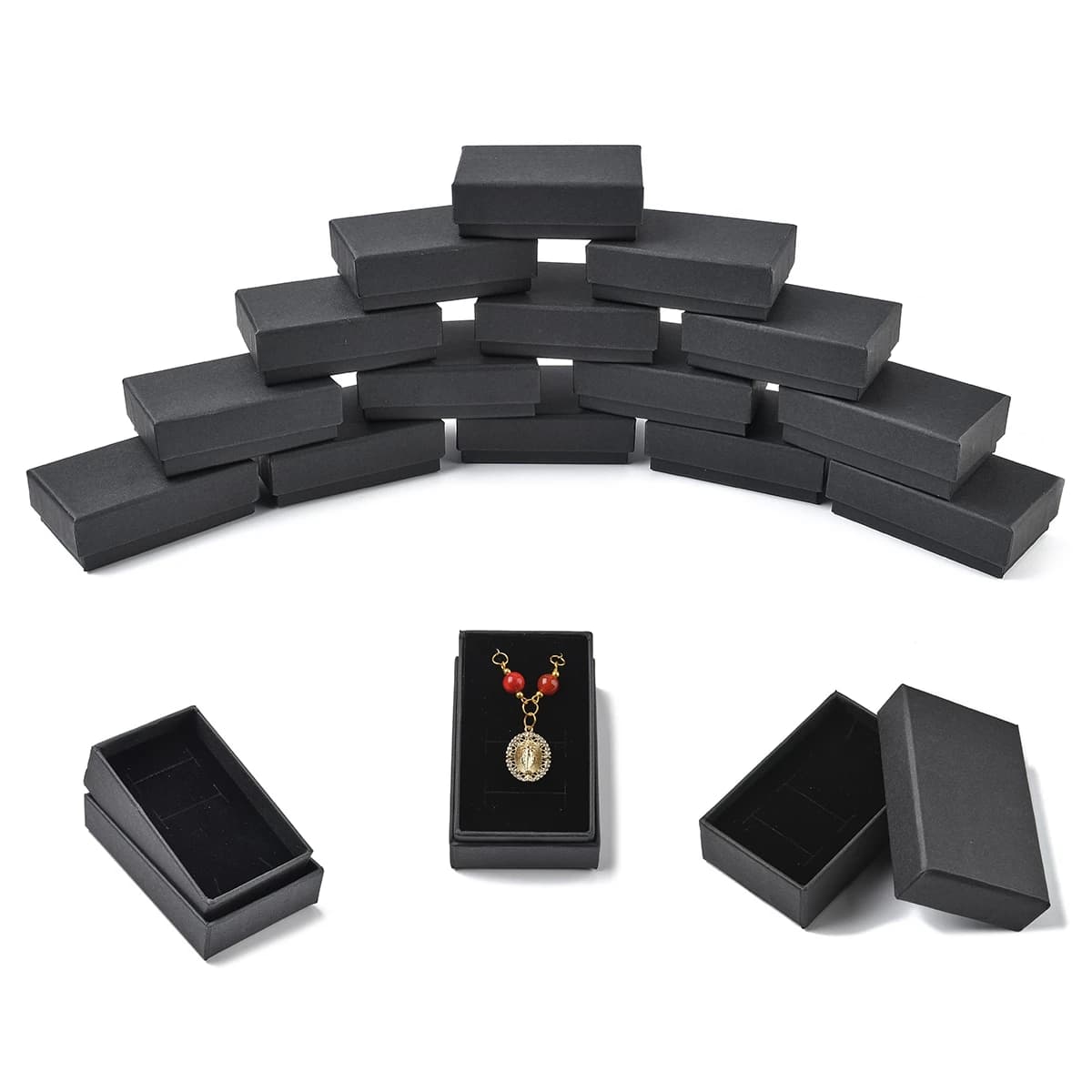 Boîtes à bijoux en carton de papier Kraft, boîte à bagues, rectangulaires pour la saint-valentin, emballage cadeau de bijoux pour la fête des mères, 24 pièces