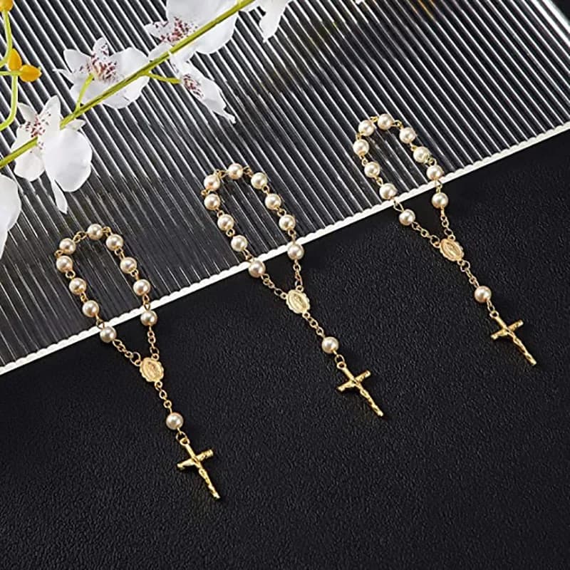 Bracelets chapelet croix, 5 pièces, pour baptême, religion, église, mariage, première première communion, cadeau de fête préChristophe