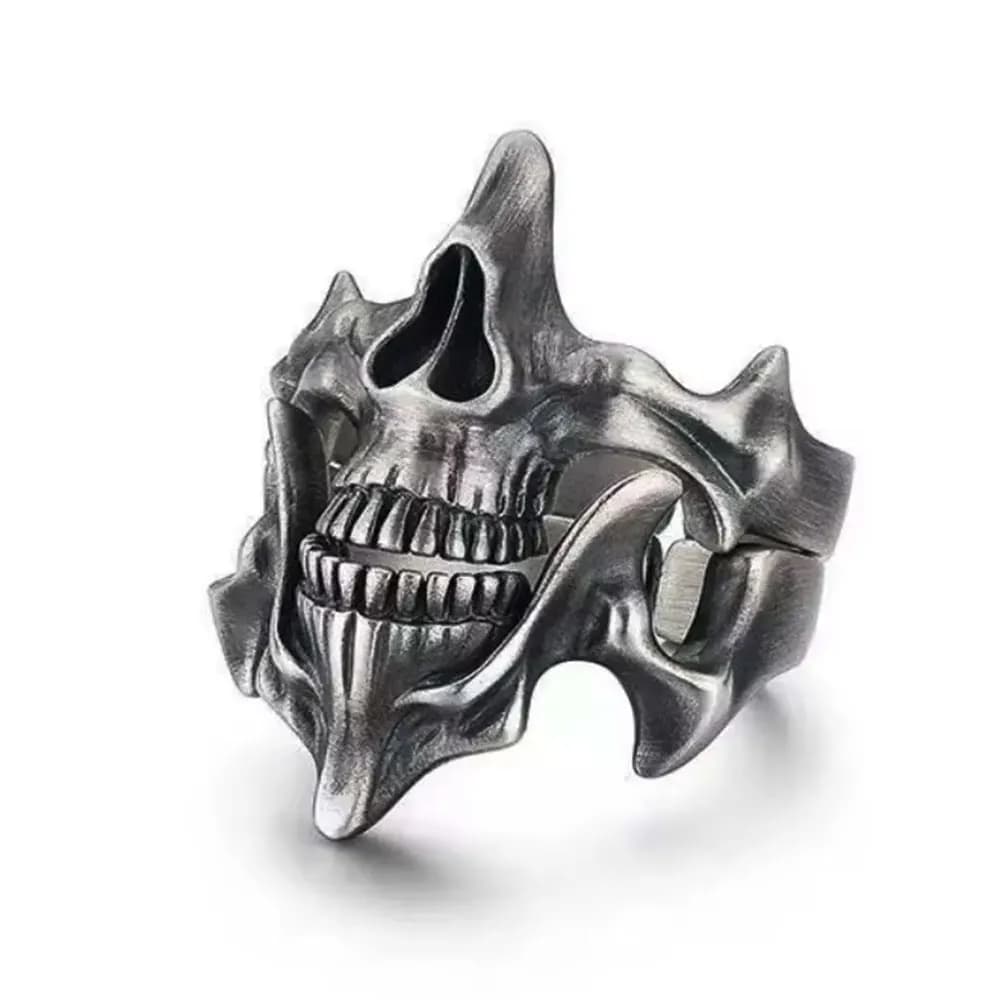 Bague masque crâne en alliage Punk, ouverture réglable pour hommes