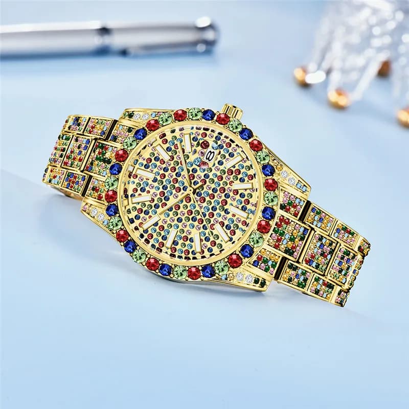 Montre de Luxe SSS Supply pour Homme, Bracelet en Alliage, Style Hip Hop, Diamants, Grande Marque, Date Dorée, Montre-Bracelet à Quartz, Montres de Marque de Luxe