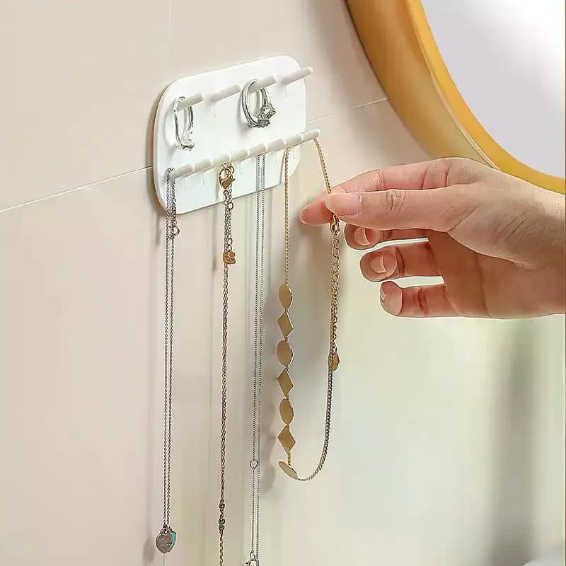 Support de rangement de bijoux, présentoir multifonctionnel sans perceuse pour boucles d'oreilles et colliers, crochets de rangement pour bijoux