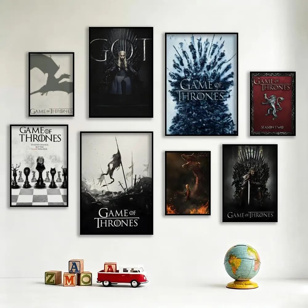 Affiche artistique stylée de la série TV Game of Thrones pour la décoration murale de la maison, du bureau, du bar, du salon – Réutilisable