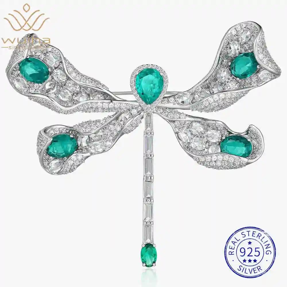 Wuiha 925 argent Sterling laboratoire saphir émeraude rubis haute teneur en carbone diamant pierres précieuses Corsage incect broche broches broche bijoux fins