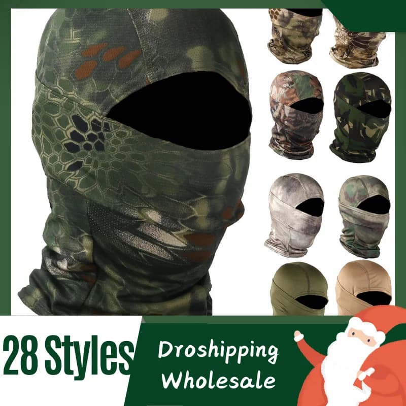 Cache-cou masque facial unisexe, écharpe de protection solaire, cagoule imprimée camouflage, casquette de cyclisme complète en plein air, couvre-tête de moto