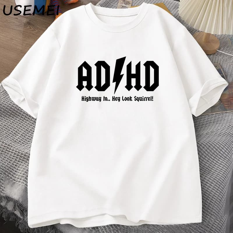 ADHD autoroute Hey Look écureuil T-shirt hommes femmes Rocker Rock and Roll T-shirt Streetwear t-shirts vêtements pour hommes unisexe hauts