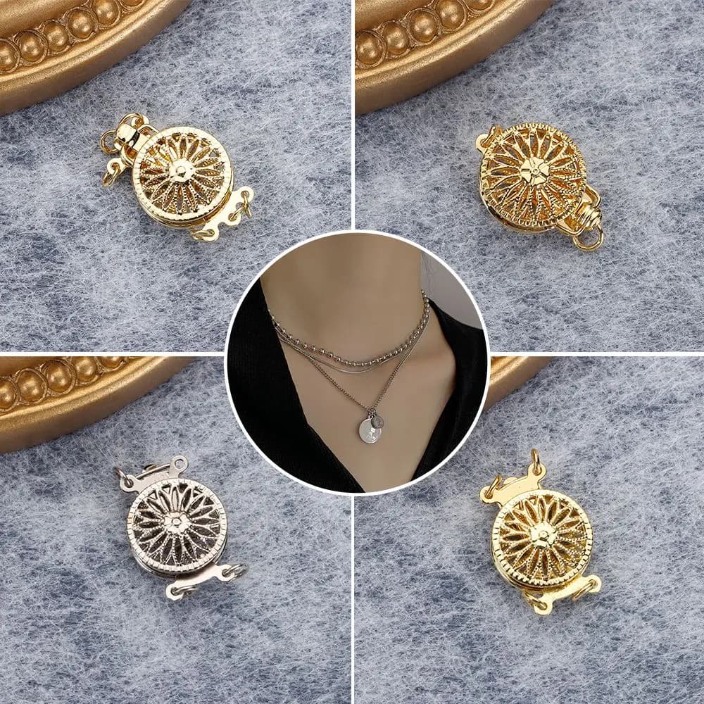 Composants de bijoux DIY : Connecteurs de bracelet multicouches couleur or, fermoirs à ressort superposables avec fermoirs mousquetons
