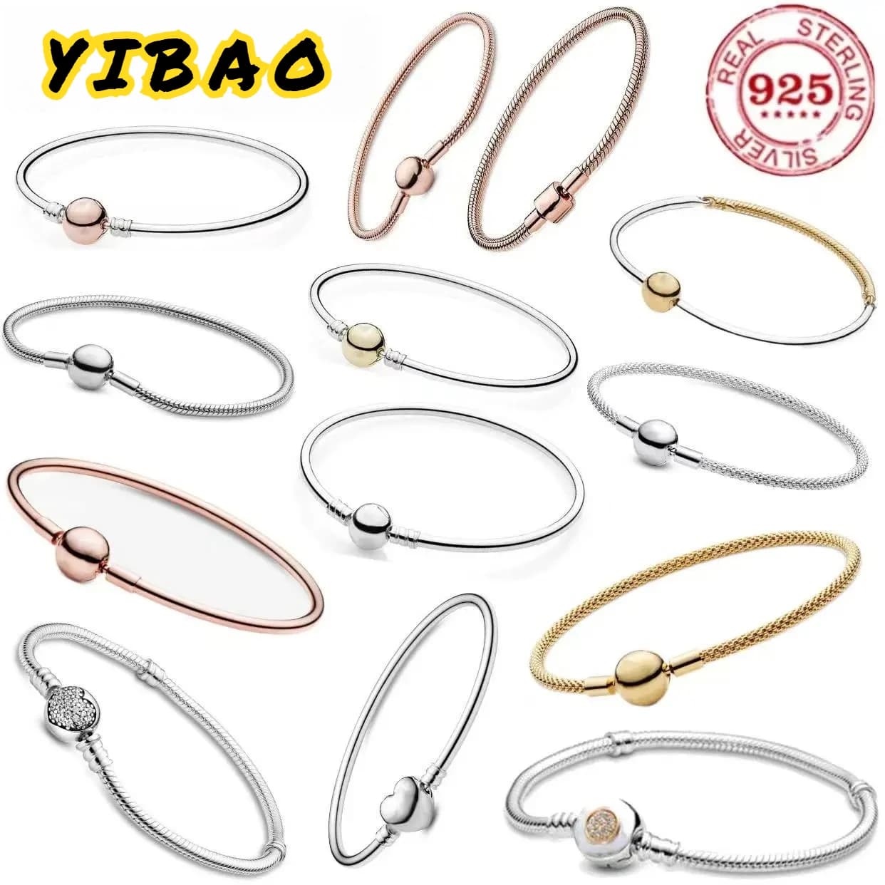 Bracelet classique en argent pur 925% pour femmes, breloque ronde à la mode, bijoux de luxe originaux, cadeau d'anniversaire, DIY