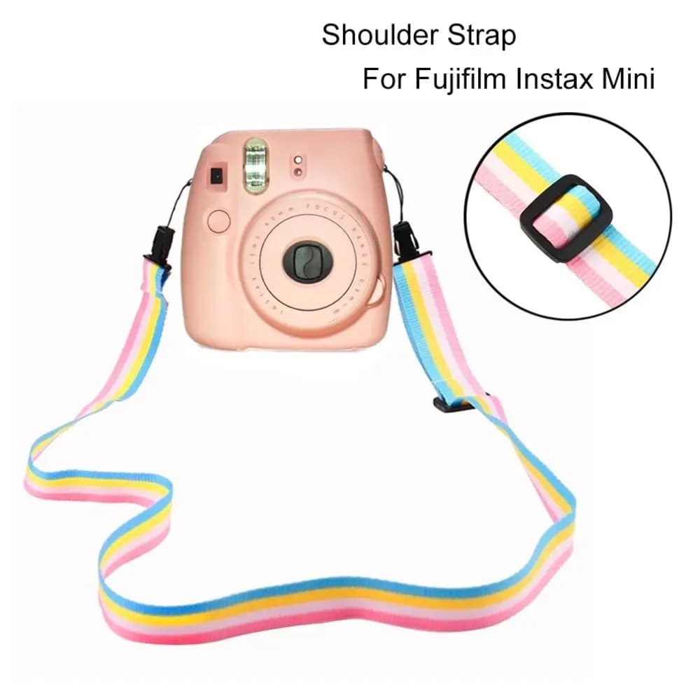 Pour Film instantané caméra cou bandoulière bretelles appareil photo sangle de cou Mini appareil photo accessoire arc-en-ciel sangle d'appareil photo