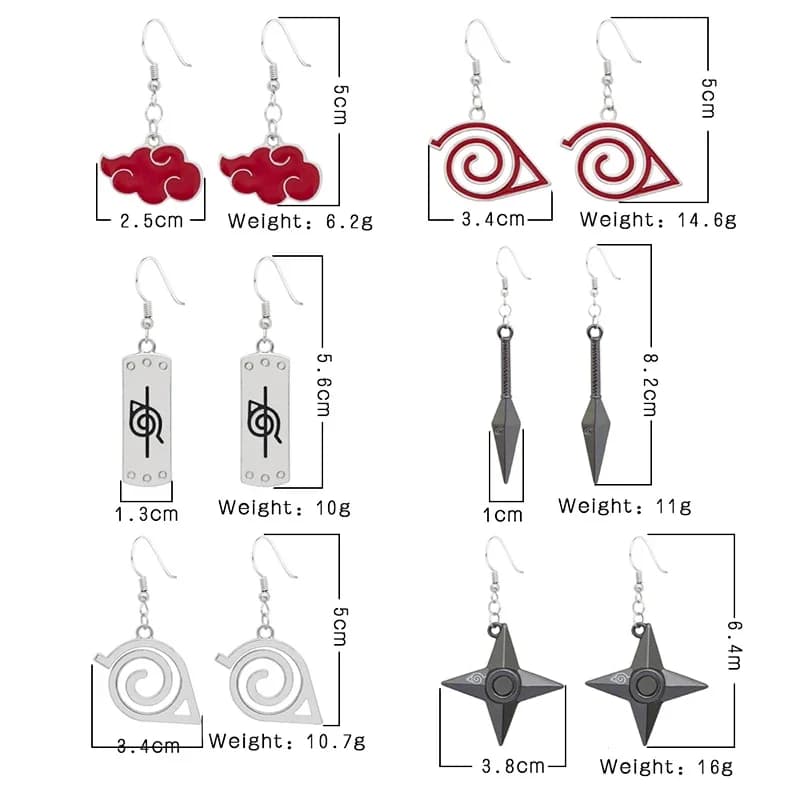 Anime Naruto bijoux boucles d'oreilles goutte accessoires Sharingan Akatsuki Cosplay fête pendentif boucles d'oreilles jouets pour femmes hommes cadeaux