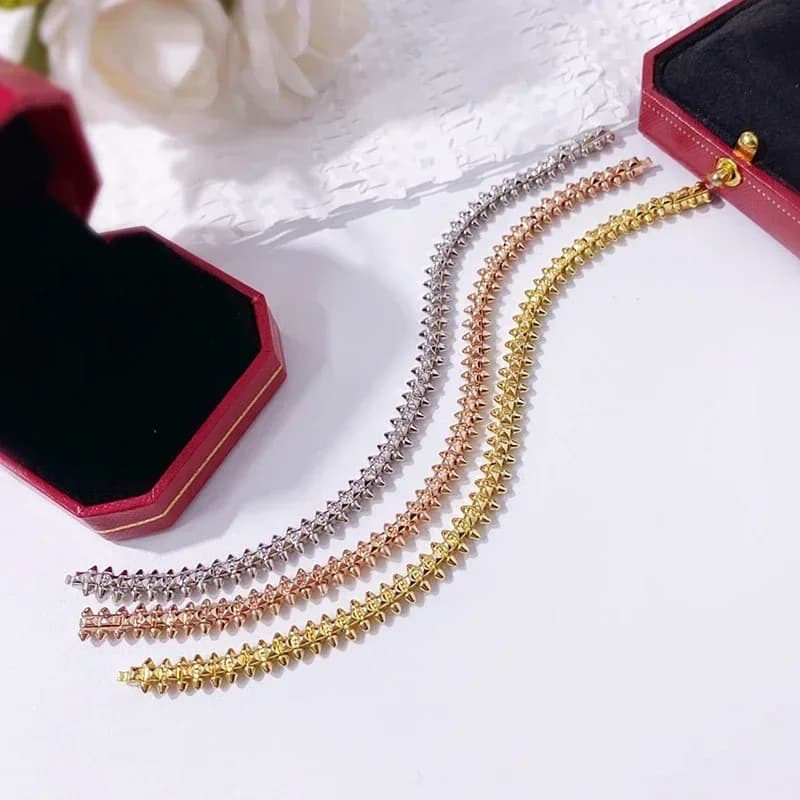 Bracelet à rivets en argent sterling 925 de marque classique, bijoux de luxe personnalisés pour femmes, cadeau de fête pour couple