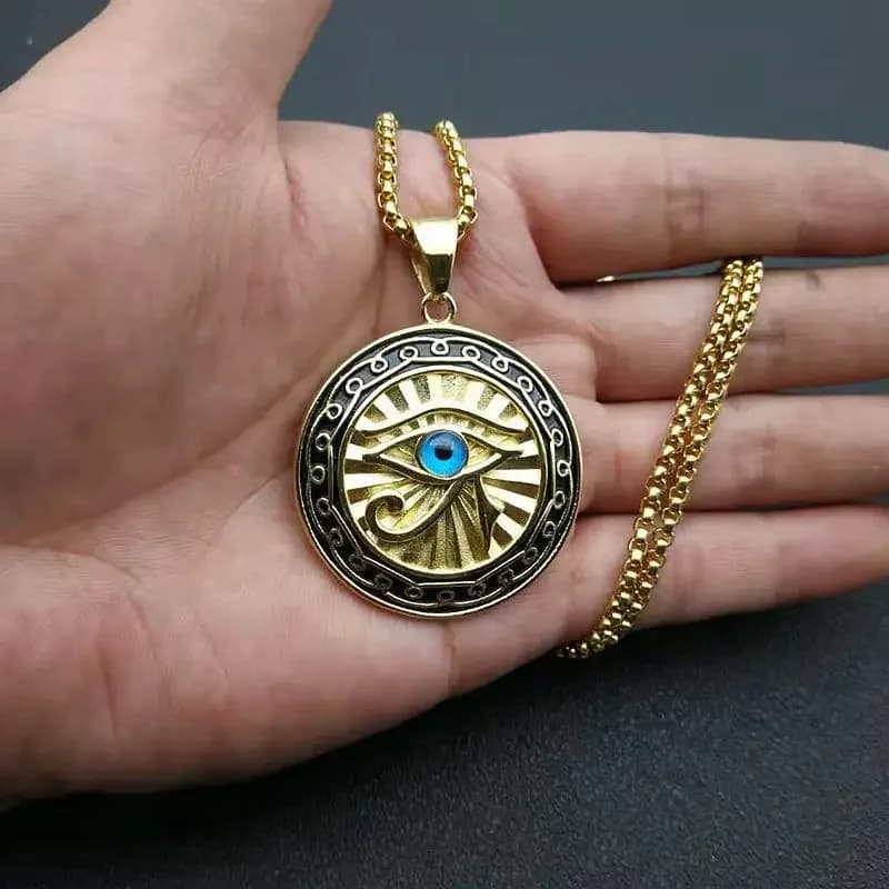 Pendentif oeil d'horus classique en acier inoxydable, collier oeil de dieu pour hommes, personnalité Punk tendance, bijoux cadeau