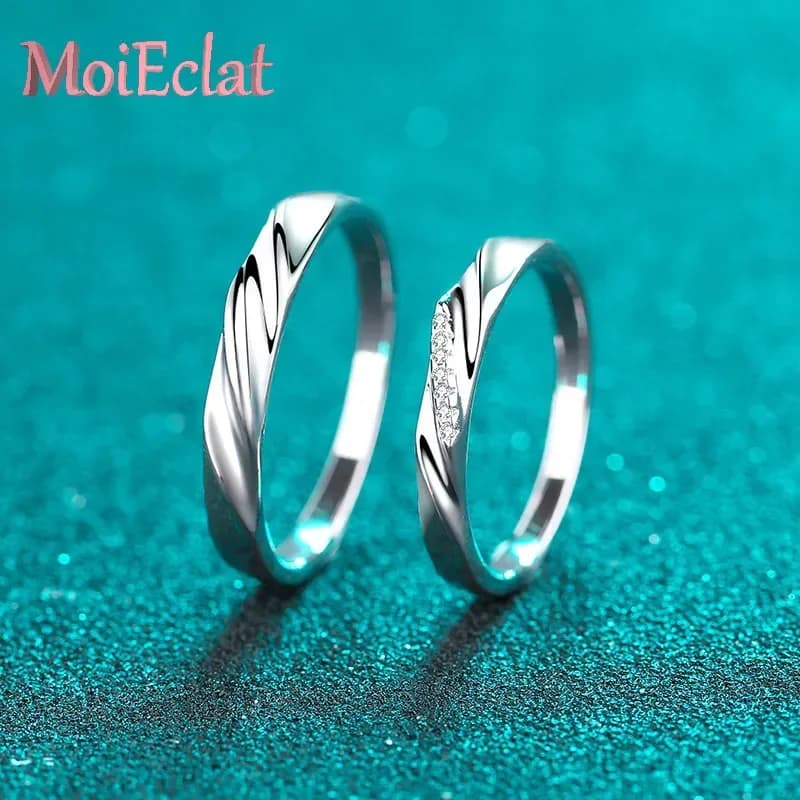Bagues de Couple en platine gravée Pt950 pour hommes et femmes, bande d'amant de diamant Moissanite Halo, bijoux fins de mariage, cadeau de saint-valentin