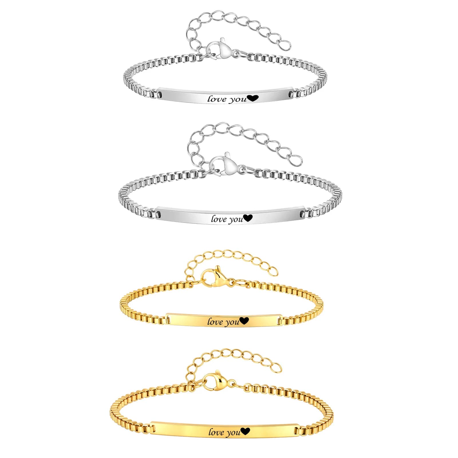 Bracelets personnalisés avec texte pour femmes et hommes, bracelets simples en acier inoxydable gravés avec un nom, cadeau de bijoux pour couple