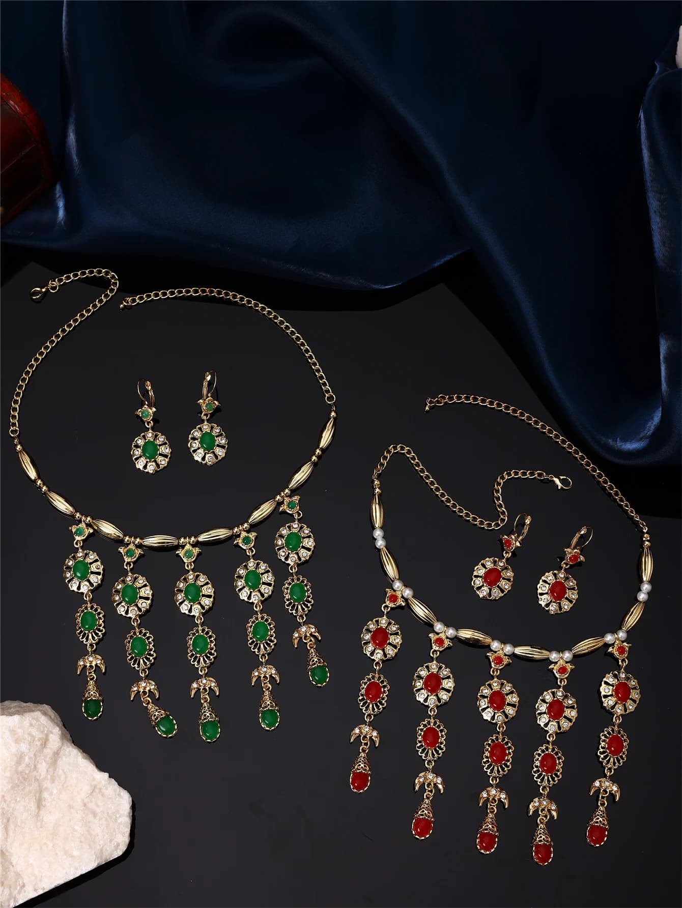 1 ensemble de bijoux rétro de style palais pour femmes