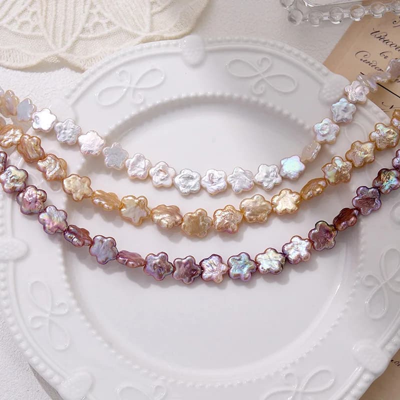 Perles d'eau douce naturelles en fleur de prunier baroque, avec petites fleurs irrégulières, perles de haute qualité pour la fabrication de bijoux, accessoires