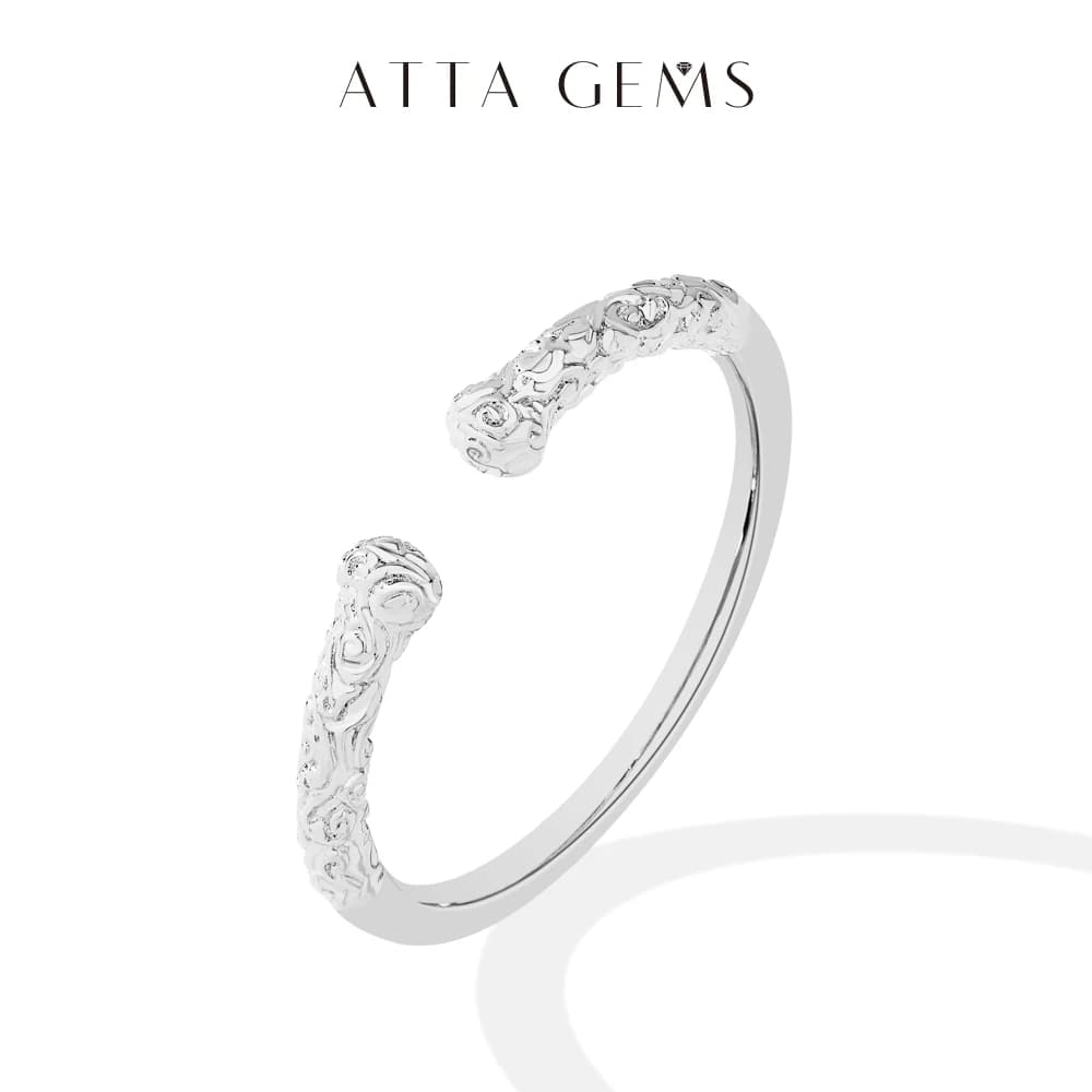 ATTAGEMS ‌ ‌ Cerceau doré ‌   Bague gravée en argent Sterling S925 plaqué or 18 carats pour femmes et hommes, bijoux réglables pour fête d'anniversaire, cadeaux