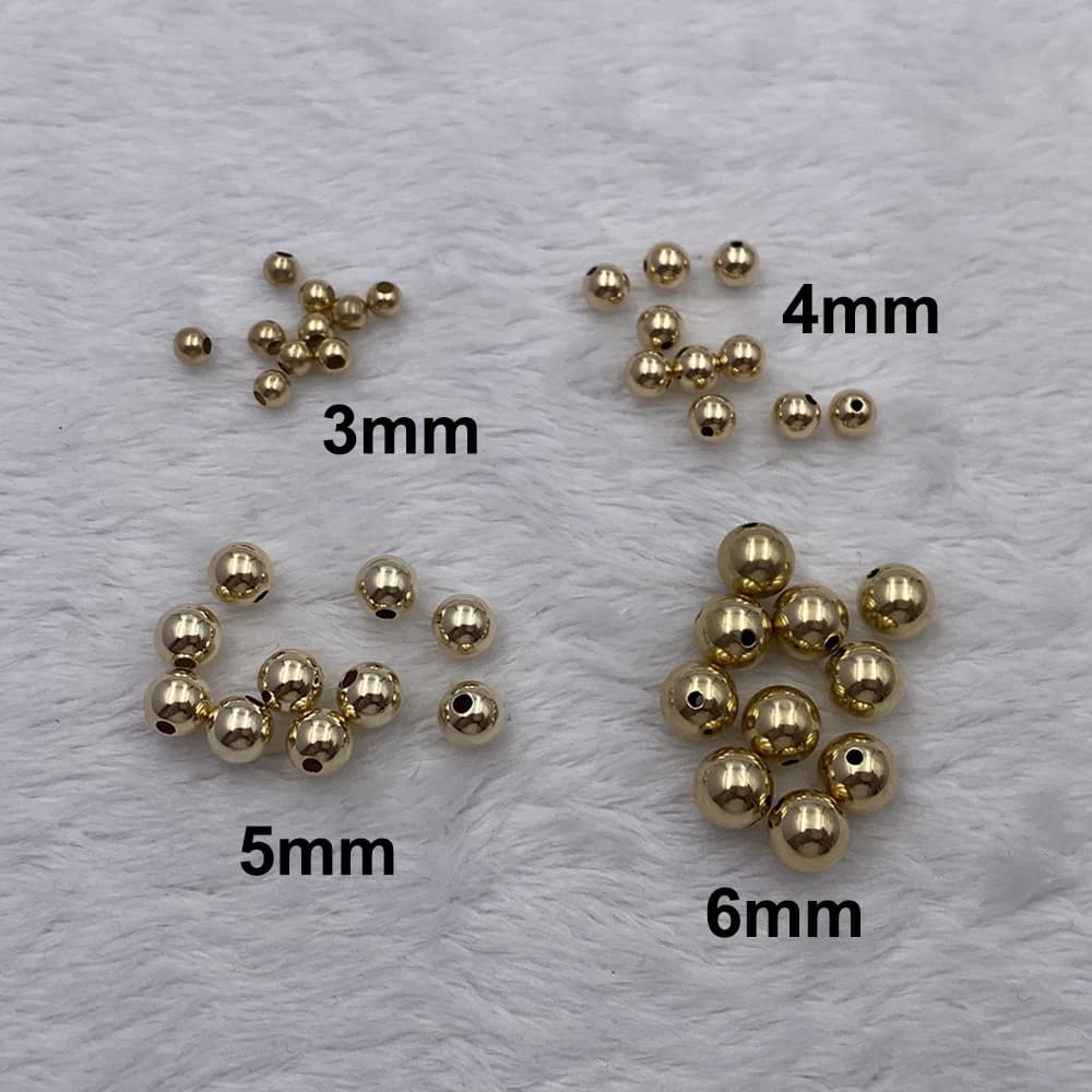 Perles en or pur 14 carats, accessoires de bricolage, Bracelet, collier, boucles d'oreilles, résultats de bijoux fins, perles en or Au585 hautement polies