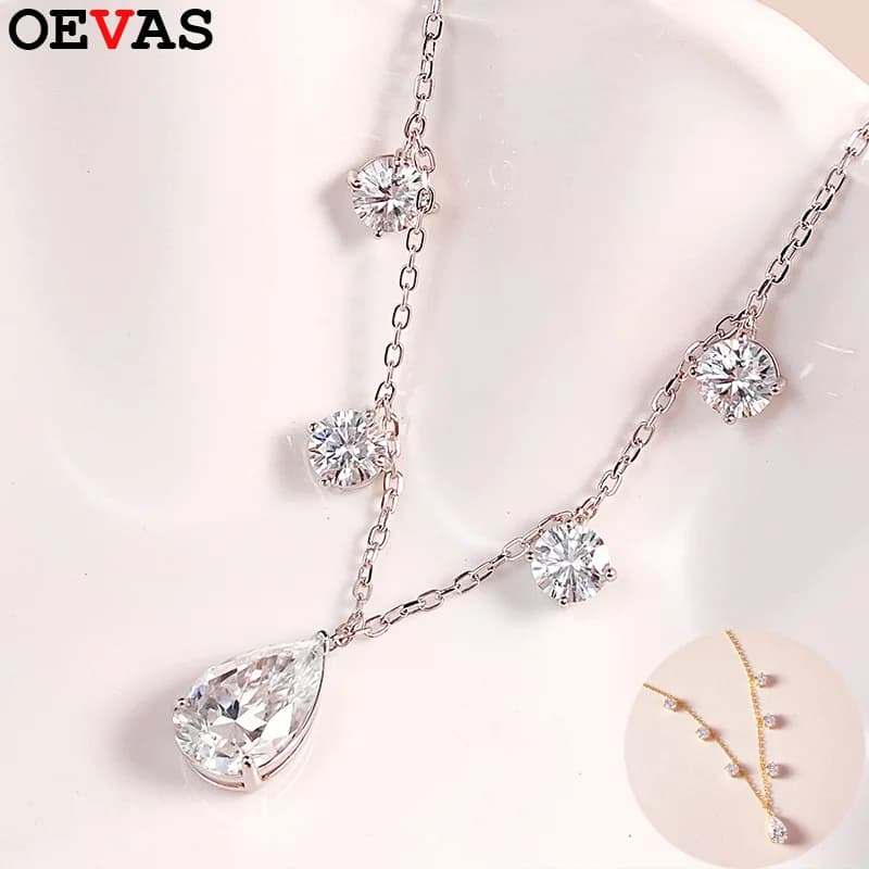 OEVAS – collier goutte d'eau 2-3CT en Moissanite véritable pour femmes