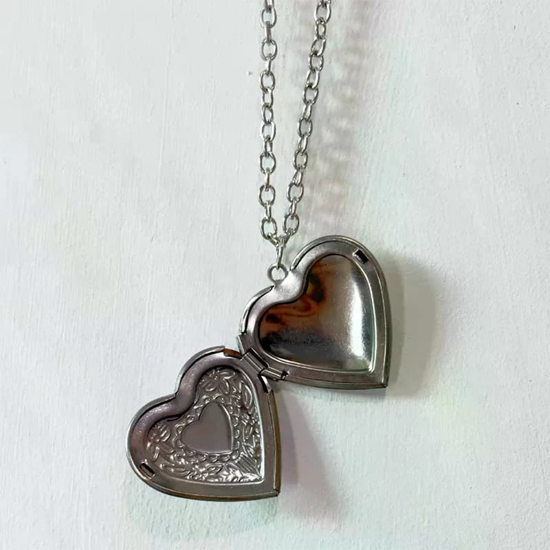 Mode Baroque Vintage en forme de coeur Photo boîte pendentif collier bijoux