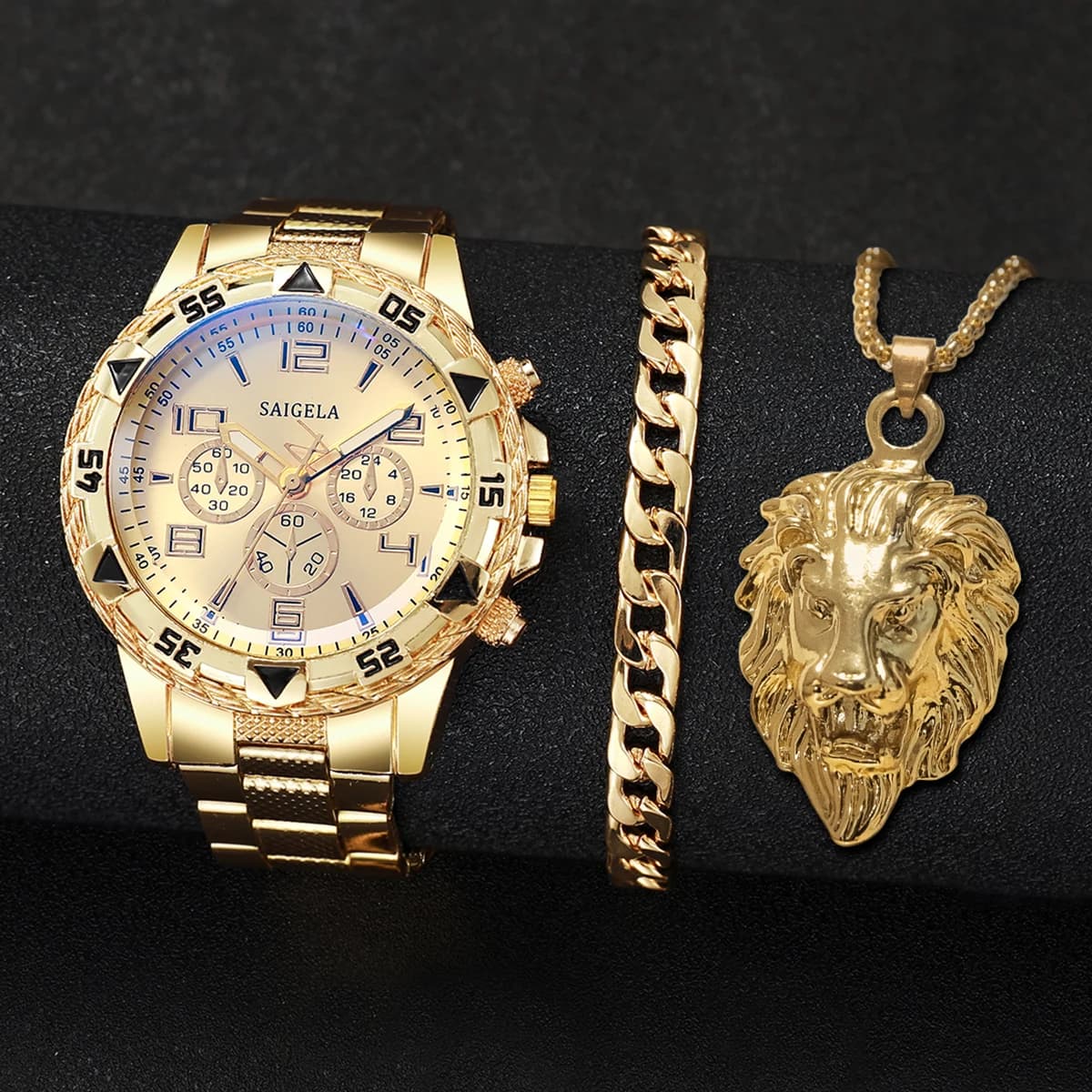 3 pièces/ensemble mode bracelet en acier montres pour hommes cadran arabe homme montres d'affaires ensemble de bijoux Relogio Masculino (boîte non incluse)