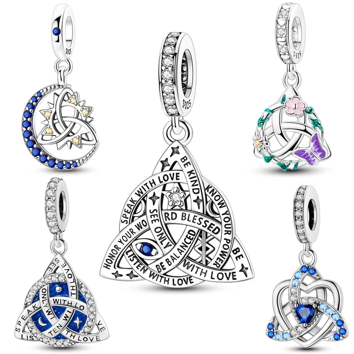 Breloques en forme de nœud celtique, perles en argent sterling 925, zircon CZ, pendentifs porte-bonheur, compatibles avec les bracelets originaux, bijoux DIY, cadeau