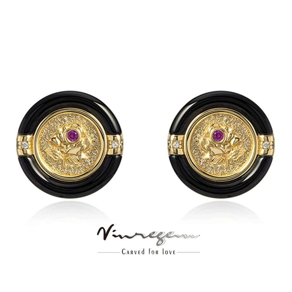 Vinregem-Boucles d'oreilles en argent regardé 925 plaqué or 18 carats, Agate adrenhigh Carbon Diamond Gems, Vintage Studs, Fine Jewelry, Wholesale