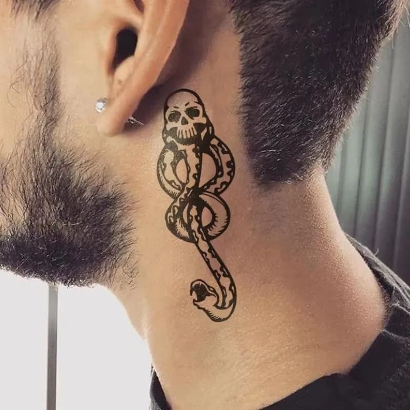5 pièces mangeoires de mort marque sombre imperméable temporaire tatouage autocollant crâne serpent tête corps Art bras