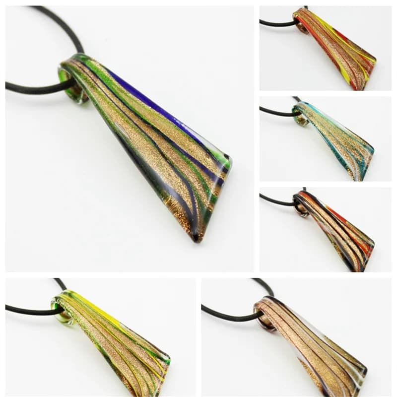 Collier pendentif en verre de Murano pour femme, verre au chalumeau géométrique fait à la main, pull, bijoux de mariage, cadeaux de fête, JOWedding