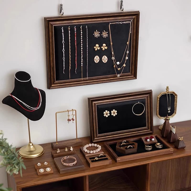 Présentoir de bijoux de luxe, présentoir de bracelets et de colliers, comptoir de fenêtre, organisateur de boucles d'oreilles, support de bijoux Vintage