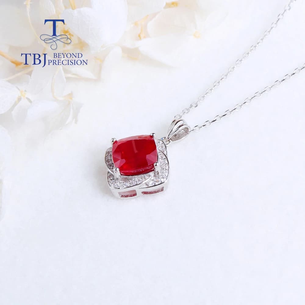 Collier avec pendentif en rubis naturel, design élégant, bijoux fins de luxe léger pour femmes, en argent sterling 925, cadeau d'anniversaire