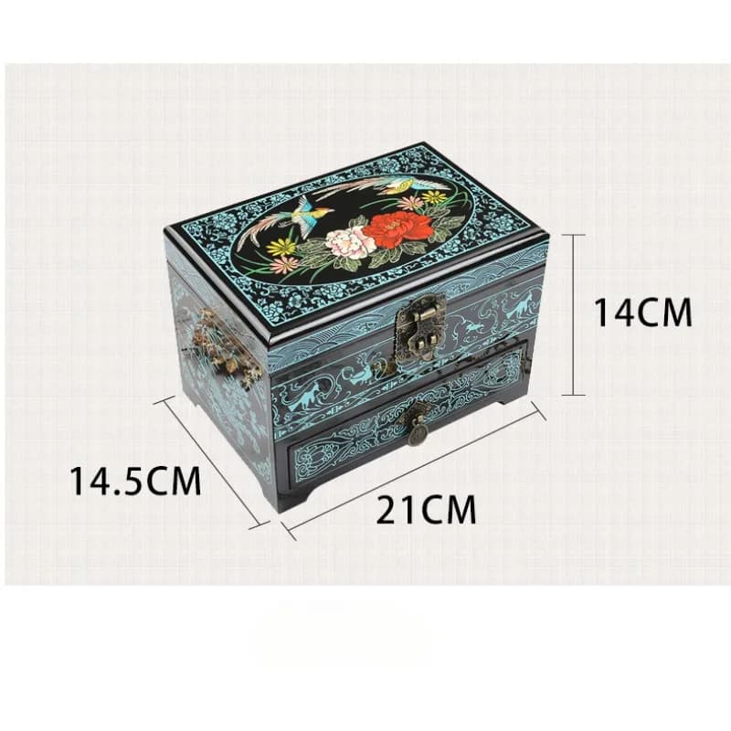 Boîte à bijoux vintage en bois avec miroir – Design rustique pour bracelets et montres, cadeau parfait pour elle
