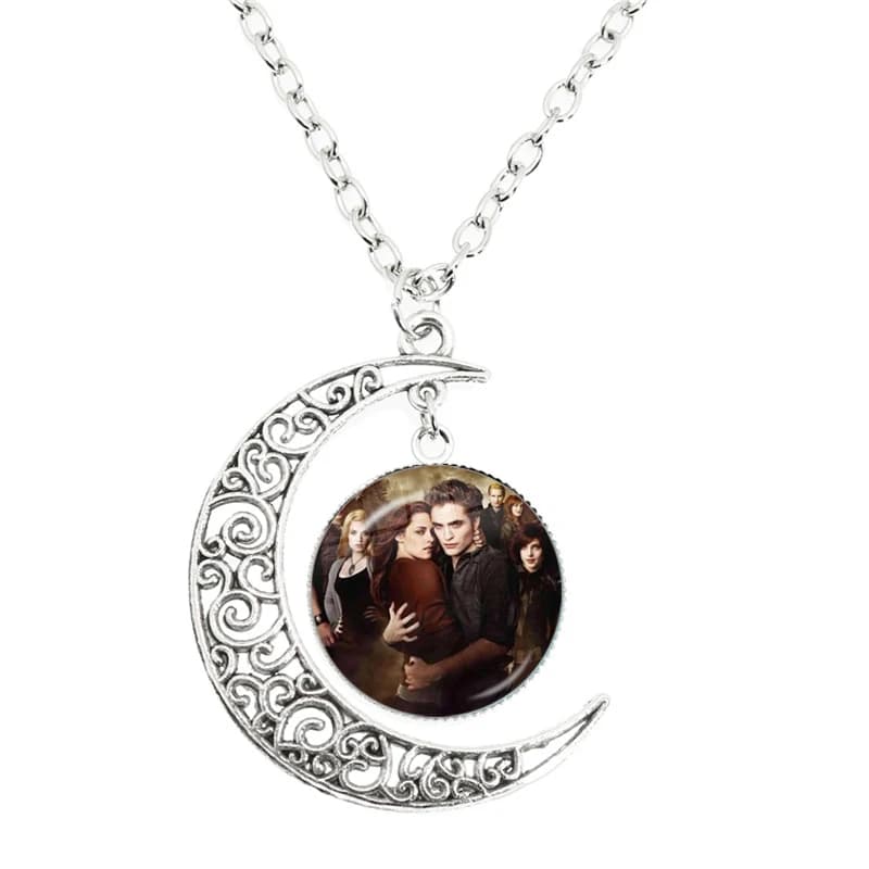 Pendentif lune collier verre Cabochon crépuscule film Bella Edward Jacob Renesmee personnage chaîne fille femmes bijoux de mode
