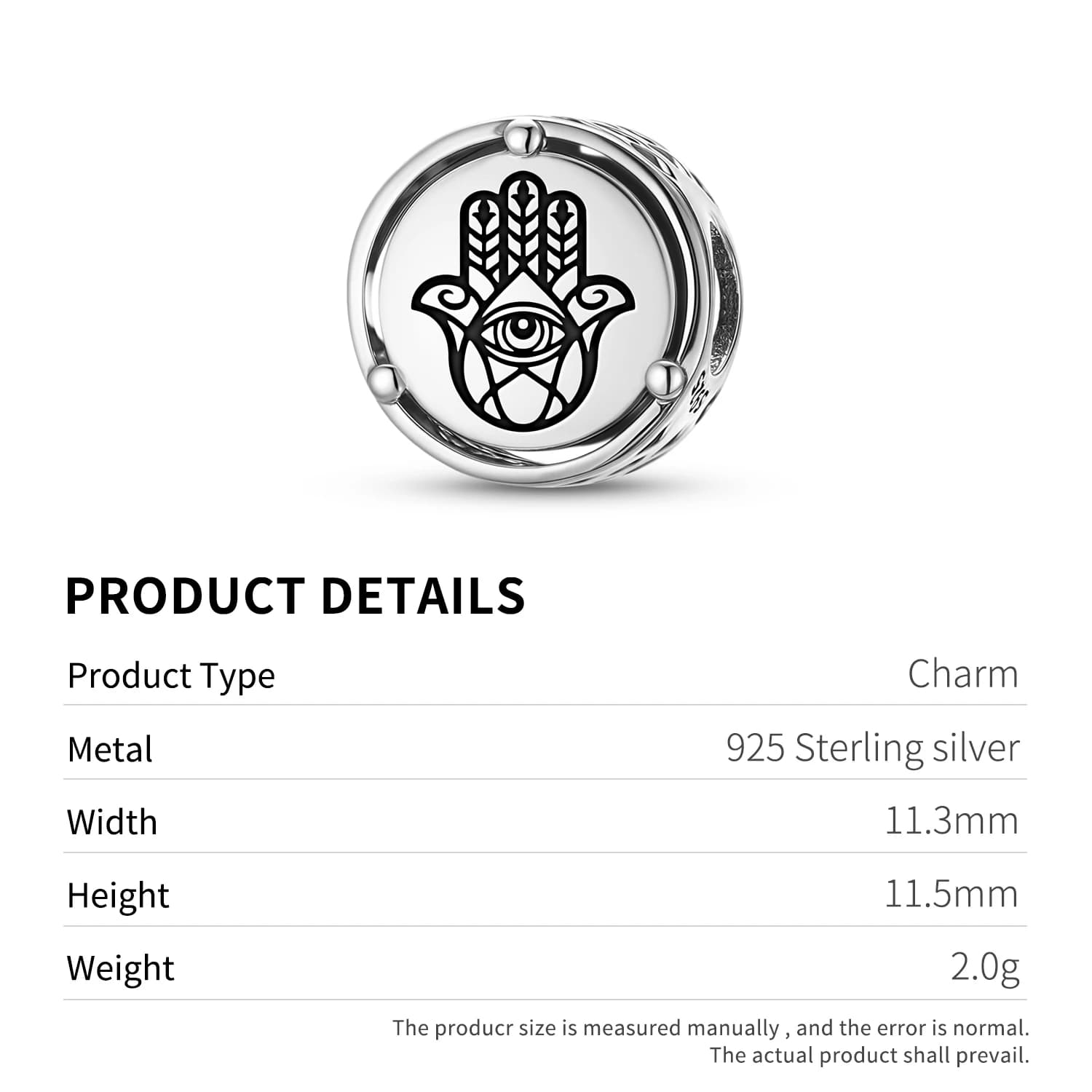 Hamsa – breloque symbole en argent Sterling 925, adaptée au Bracelet Original, accessoires de bijoux à faire soi-même, perle familiale