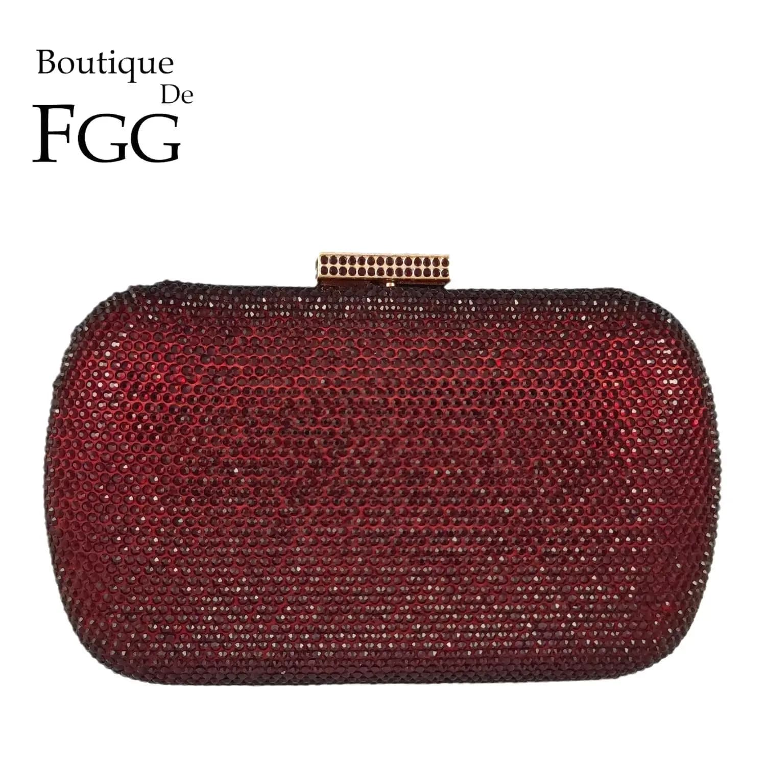 Boutique De FGG-Sacs à main et pocommuniste de soirée en cristal bordeaux pour femmes