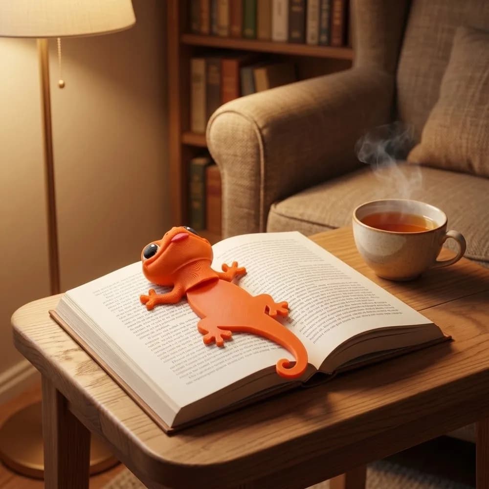 Marque-page Gecko Imprimé en 3D, Mignon, Multifonctionnel, à Grands Yeux, Clip de Livre Original et Amusant, Fournitures pour Étudiants