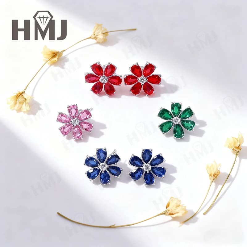 Boucles d'oreilles en pierres précieuses taille poire