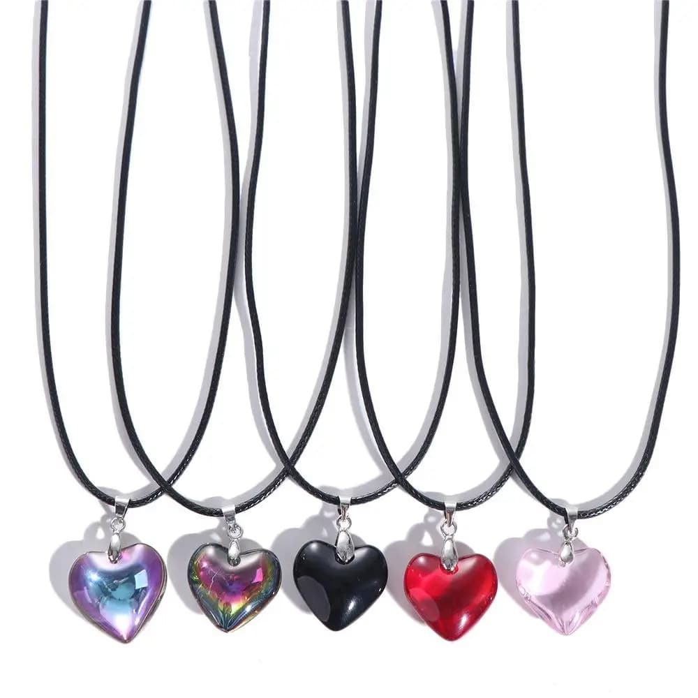 Punk coeur cristal collier gothique corde chaîne rouge coeur pendentif amant tour de cou Vintage coeur colliers ras du cou bijoux accessoires
