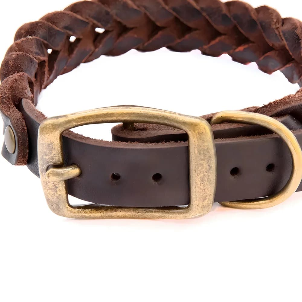 Colliers pour chiens en cuir véritable tressé, durable, petits, moyens et grands chiens, troupeau de contribuables allemands, accessoires pour animaux de compagnie
