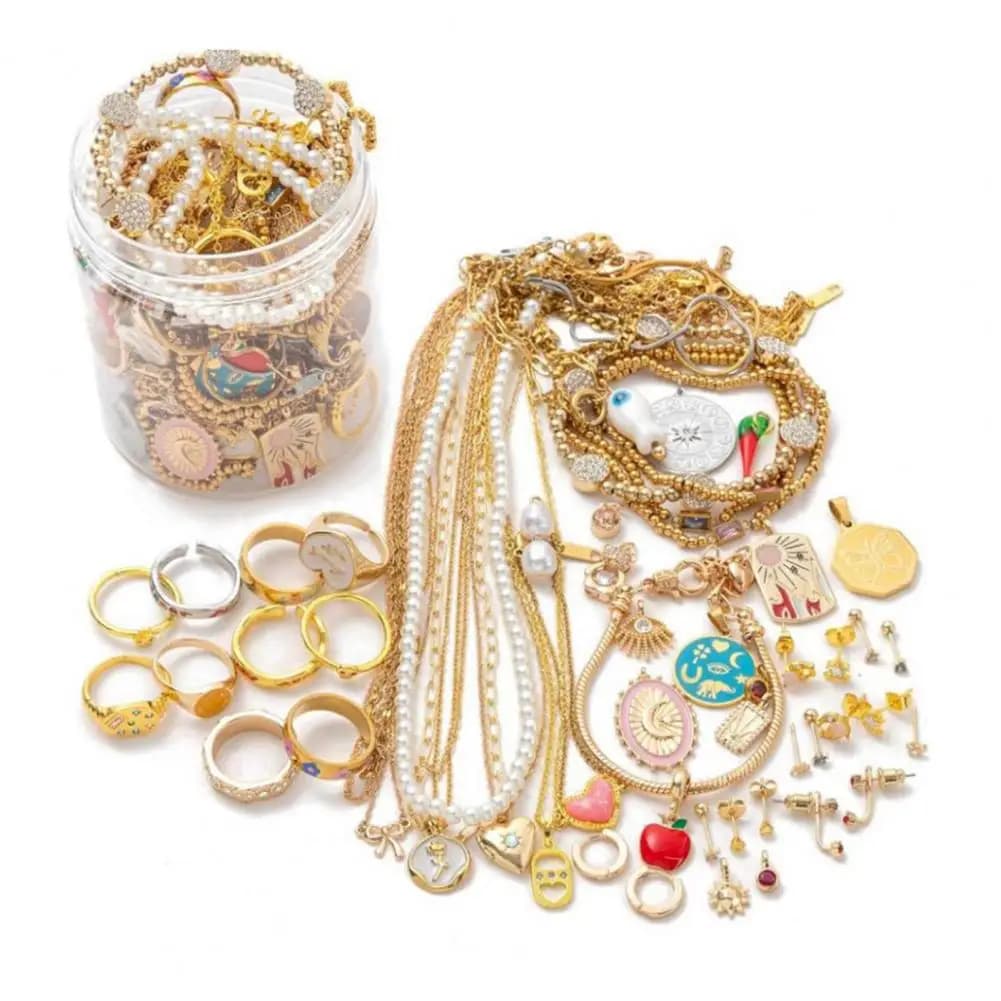 Coffret Cadeau Pot à Bijoux Vintage – Pot à Bijoux Mystère pour Femme – Ensemble de Bijoux Mixtes Surprise avec Colliers, Boucles d'Oreilles, Bagues et Bracelets