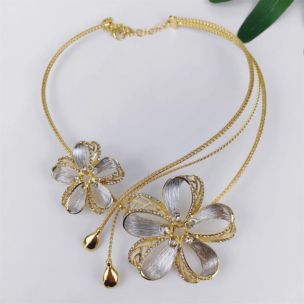 Ensemble de bijoux plaqué or 18 carats pour femmes, Original dubaï, collier italien exquis, boucles d'oreilles, Bracelet, bague, cadeaux de fête de mariage