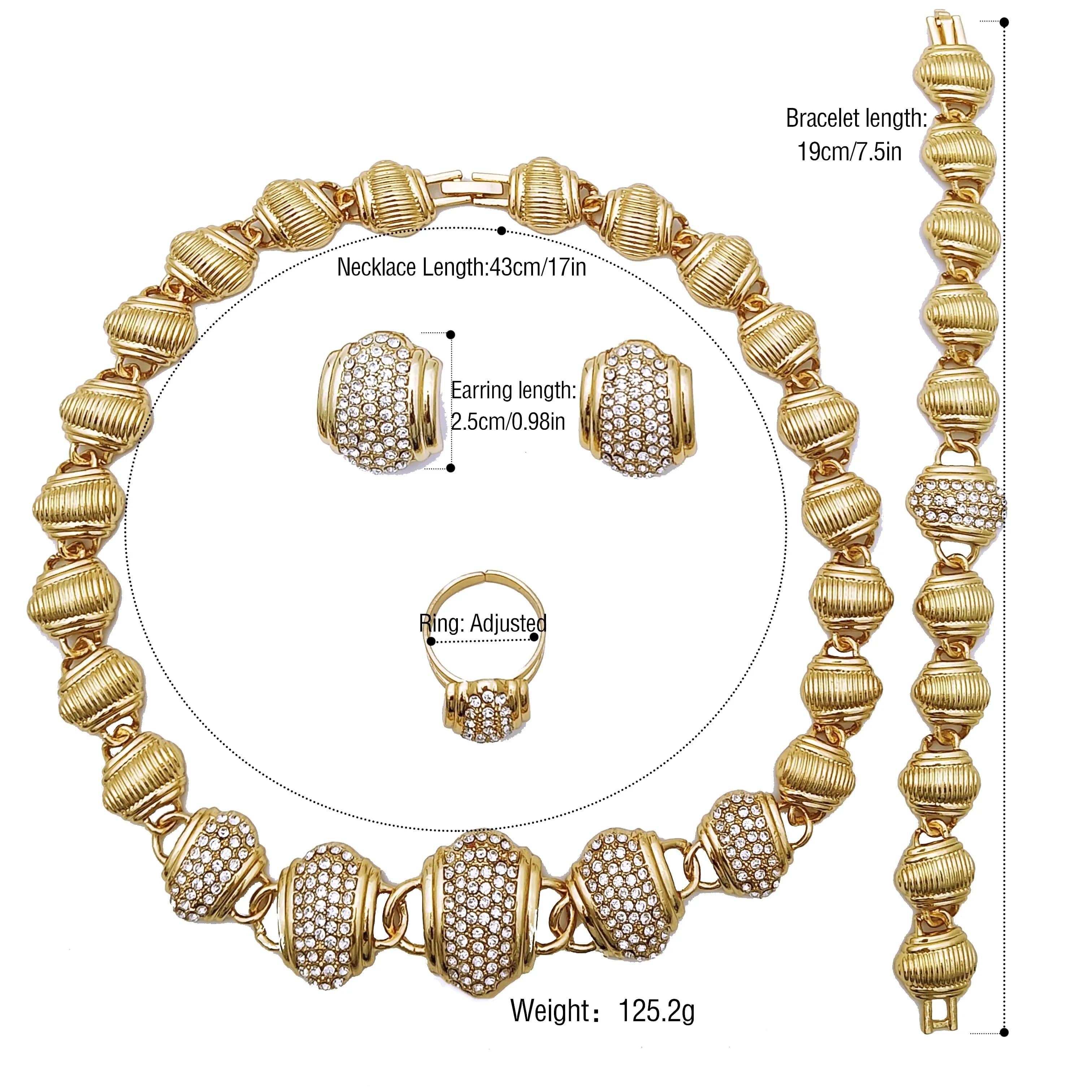 Ensemble de bijoux arabes plaqué or 18 carats pour femme