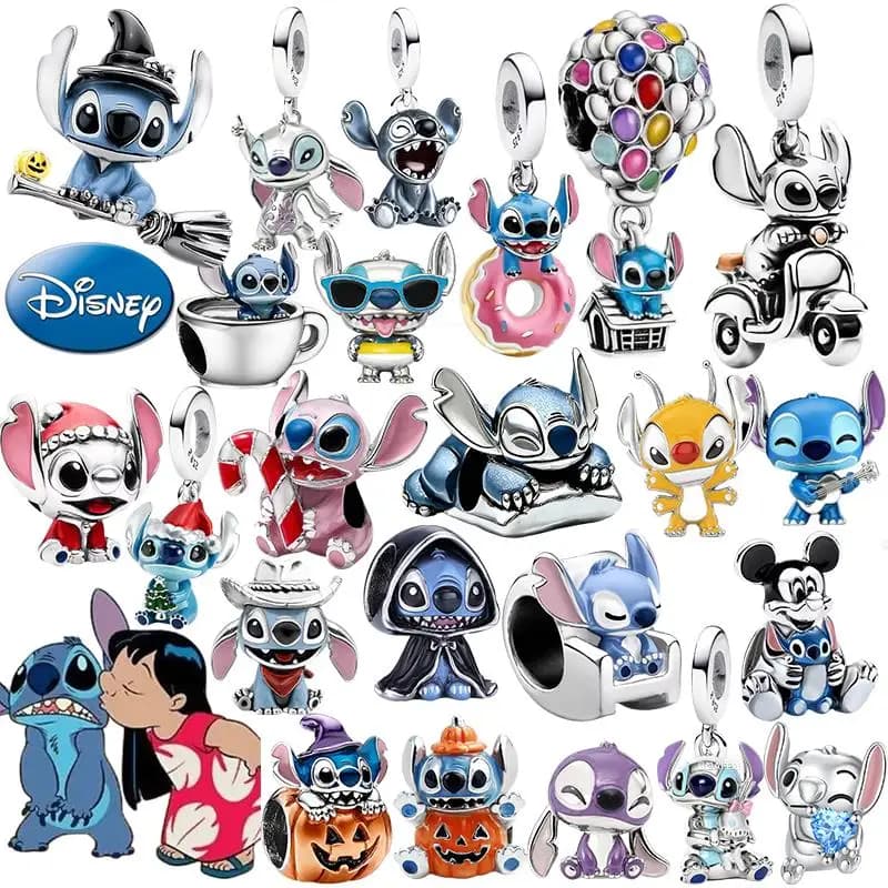 Breloques en argent Sterling 925 Disney Lilo & Stitch, nouvelle série, pendentif en perles, adapté au bracelet, collier, bijoux à faire soi-même, cadeau d'anniversaire pour femmes