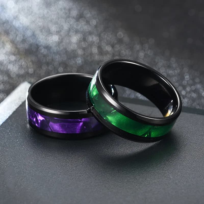Bague en acier inoxydable noire, élégante et colorée pour femmes et hommes, accessoires de bijoux, vente en gros, taille 6-13, nouvelle collection, offre spéciale ﻿