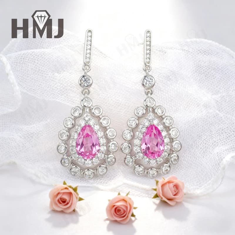 Bijoux en pierres précieuses taille goutte rubis/saphir/Padparacha, Design brillant VVS1, cadeau romantique pour femmes sur noël et pâques