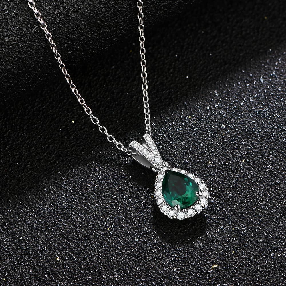 ATTAGEMS-Ensemble de bijoux en argent regardé S925 pour femme, formage cultivée en laboratoire, émeraude, pierres précieuses, boucles d'oreilles, collier, pendentif pour mariage