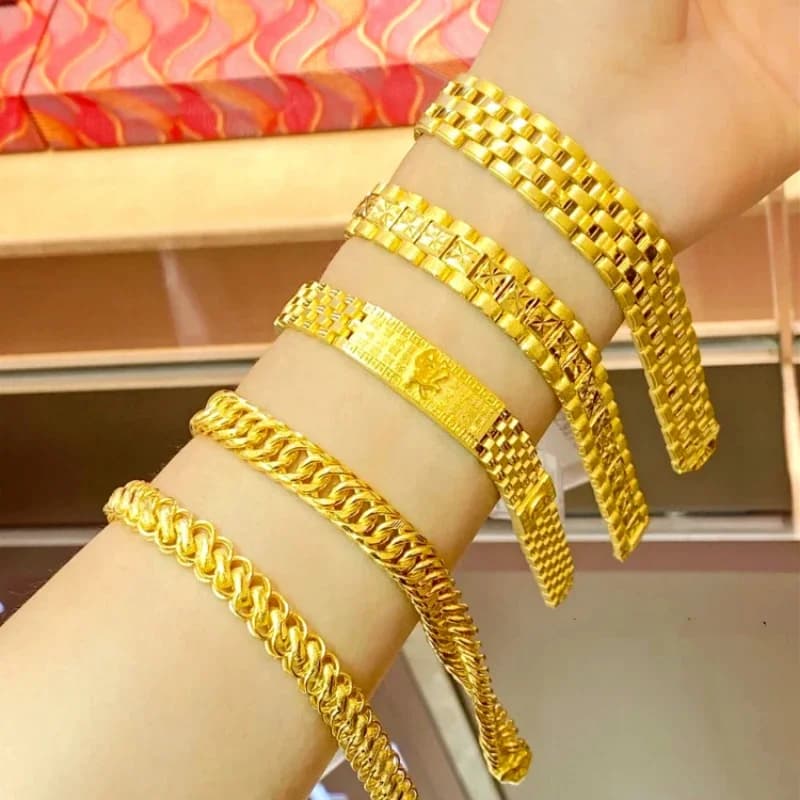 Bracelets en or jaune pur pour femmes et hommes, montre de mariage classique, bijoux JOBracelets, cadeaux de Noël, ne se fanent jamais