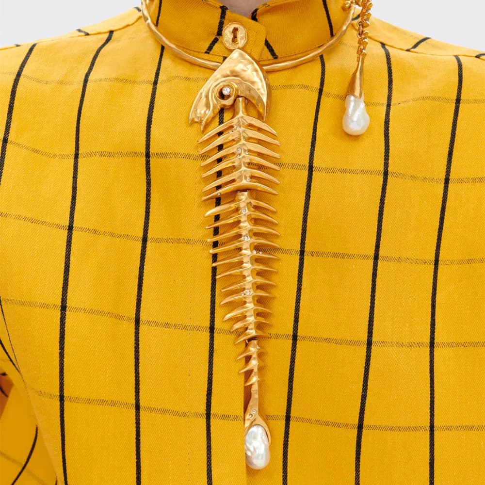 Nouveauté Design alliage gros os de poisson pendentif collier ras du cou pour les femmes bijoux de mode exagéré marque spectacle déclaration collier