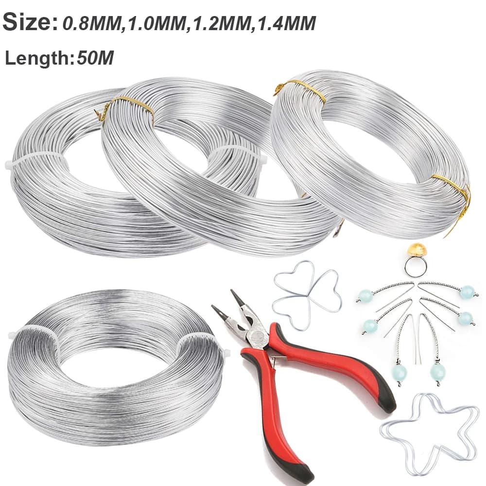 Fil métallique pliable argenté de 0.8mm à 1.4mm