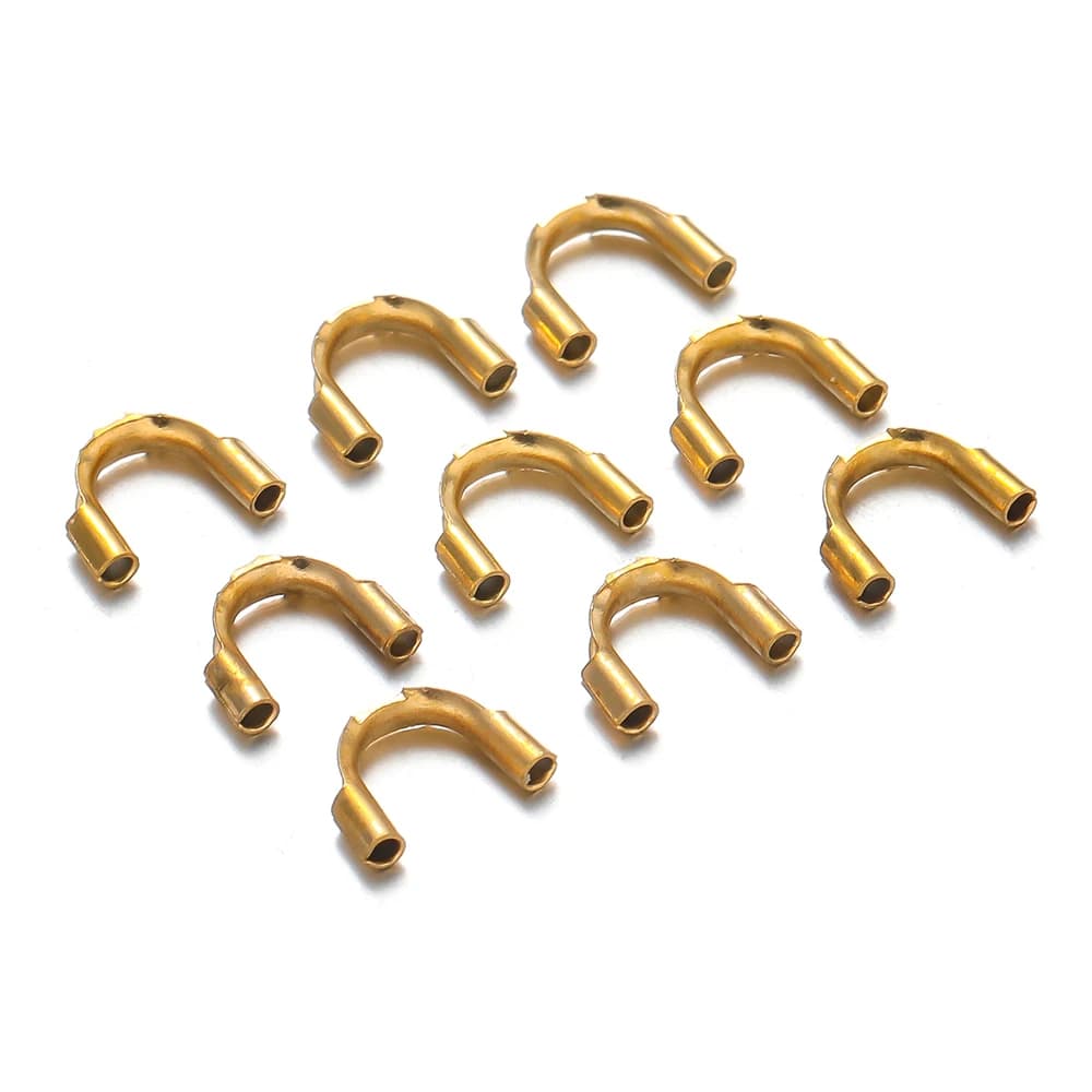 Protecteurs de fil doré en acier inoxydable, 50 pièces, boucles de protection de gardien, fermoirs en forme de U, connecteur pour la fabrication de bijoux à faire soi-même