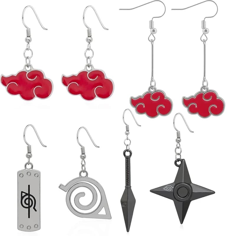 Anime Naruto bijoux boucles d'oreilles goutte accessoires Sharingan Akatsuki Cosplay fête pendentif boucles d'oreilles jouets pour femmes hommes cadeaux